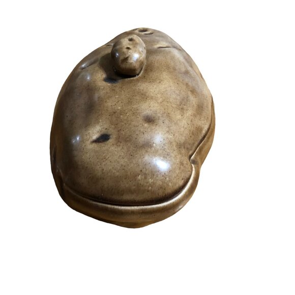 Baked Potato Shaped Covered Dish VTG Ceramic Serving Bowl Casserole Lid 1970s - Picture 10 of 10